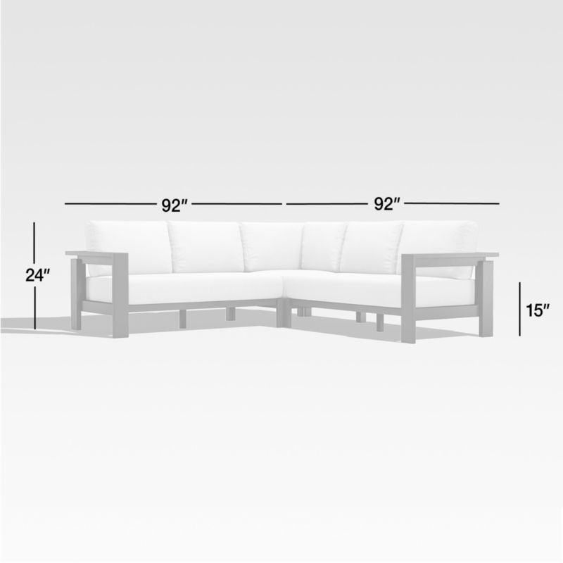 Walker 3-Piece Metal L-Shaped Outdoor Sectional Sofa with White Sunbrella ® Cushions