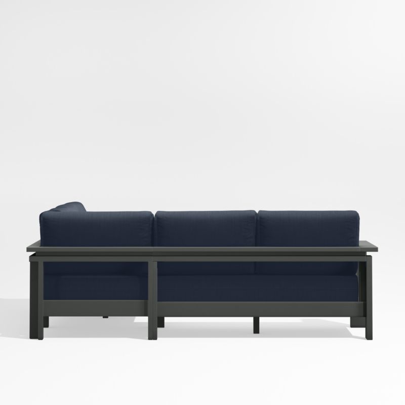 Walker Black Metal 3-Piece Outdoor Sectional Sofa with Navy Blue Sunbrella ® Cushions - image 5 of 6