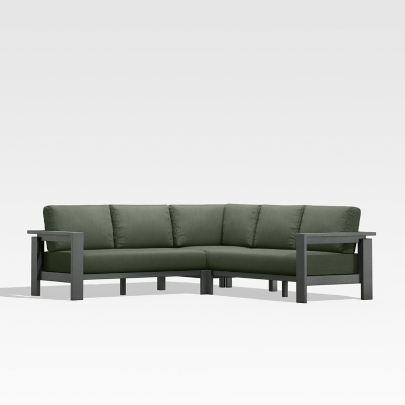 Walker Black Metal 3-Piece Outdoor Sectional Sofa with Sage Green Sunbrella ® Cushions - image 0 of 7