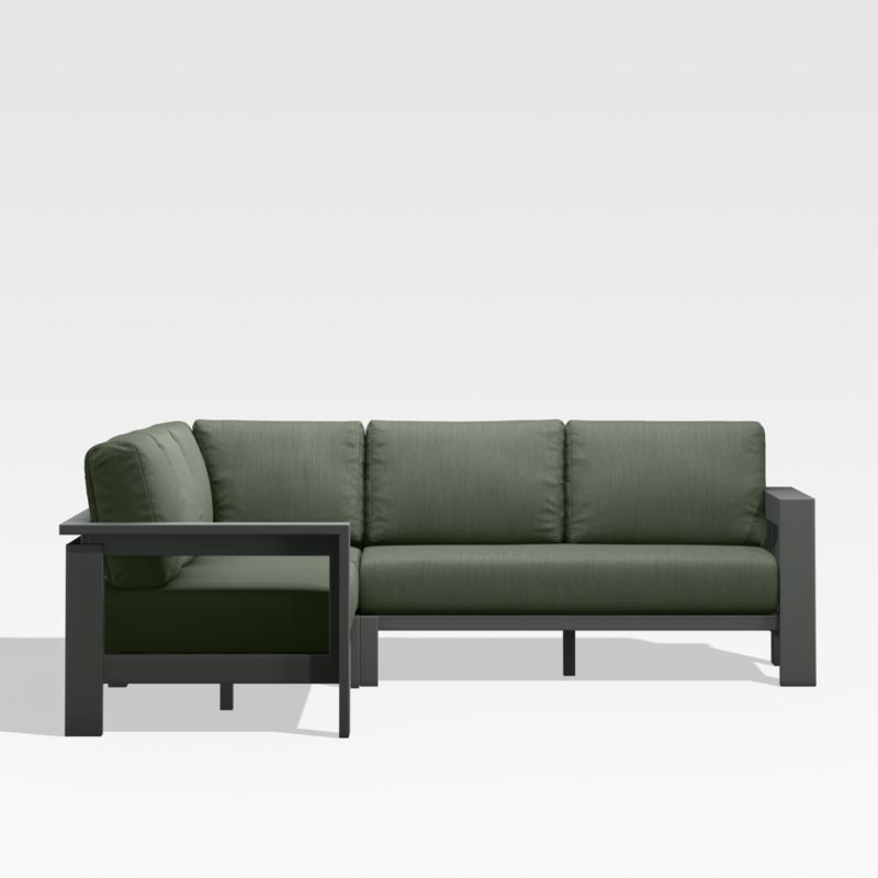 Walker Black Metal 3-Piece Outdoor Sectional Sofa with Sage Green Sunbrella ® Cushions - image 5 of 7