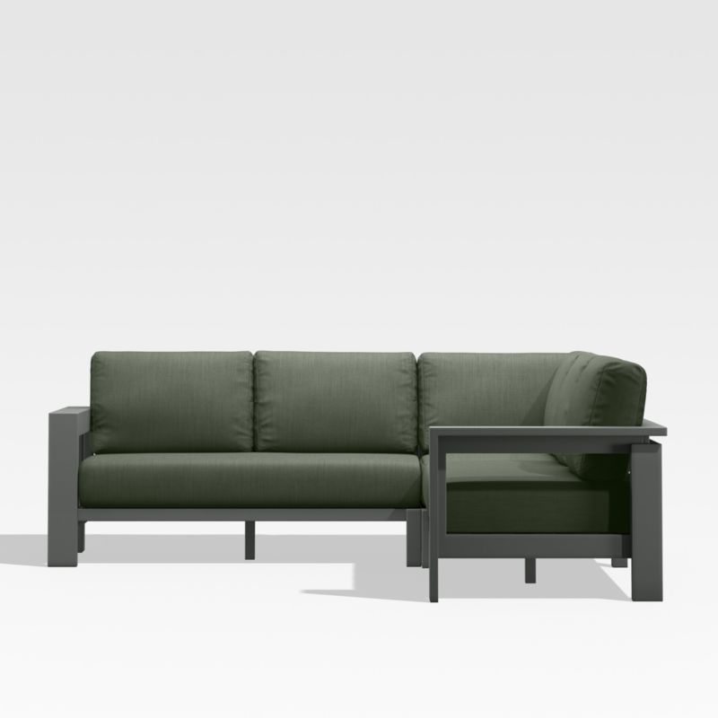 Walker Black Metal 3-Piece Outdoor Sectional Sofa with Sage Green Sunbrella ® Cushions - image 4 of 7