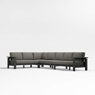 Walker 4-Piece Metal L-Shaped Sectional with Graphite Sunbrella ® Cushions