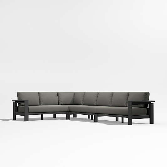 Walker 4-Piece Metal L-Shaped Sectional with Graphite Sunbrella ® Cushions