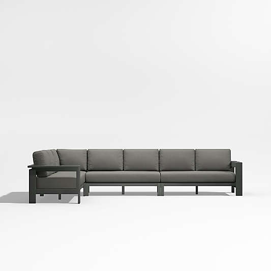 Walker 4-Piece Metal L-Shaped Sectional with Graphite Sunbrella ® Cushions