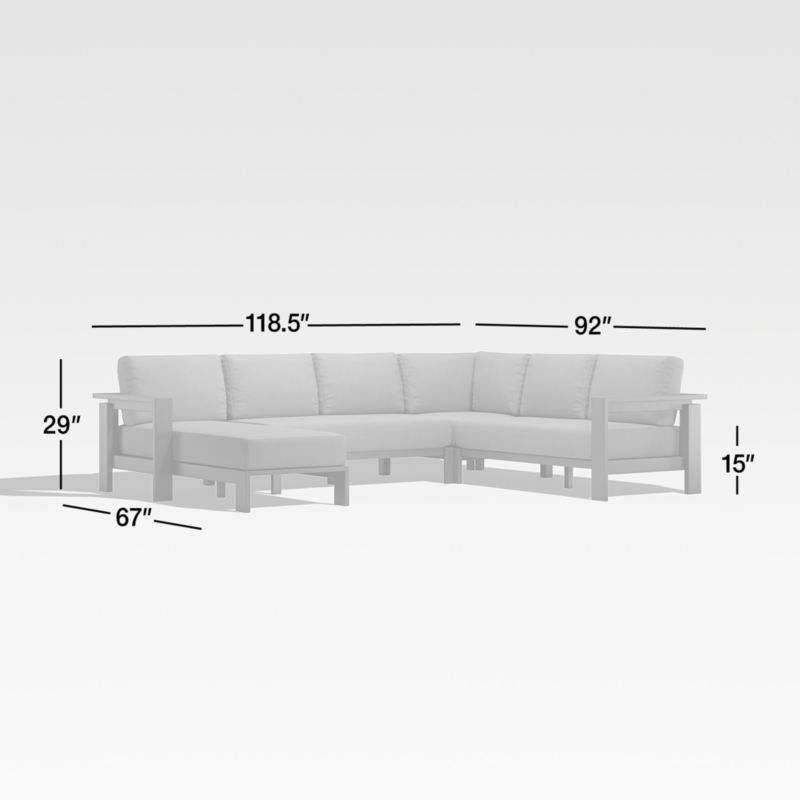 Walker 4-Piece Left-Arm Chaise Metal Outdoor Sectional Sofa with Graphite Sunbrella ® Cushions