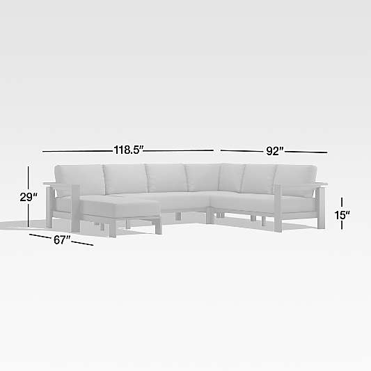 Walker 4-Piece Left-Arm Chaise Metal Outdoor Sectional Sofa with Graphite Sunbrella ® Cushions