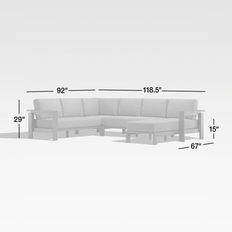 Walker 4-Piece Right-Arm Chaise Metal Outdoor Sectional Sofa with Graphite Sunbrella ® Cushions