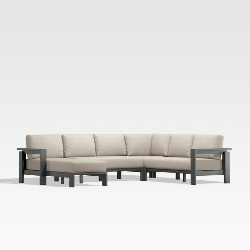 Walker Black Metal 4-Piece Left-Arm Chaise Outdoor Sectional Sofa with Flax Beige Sunbrella ® Cushions - image 0 of 7