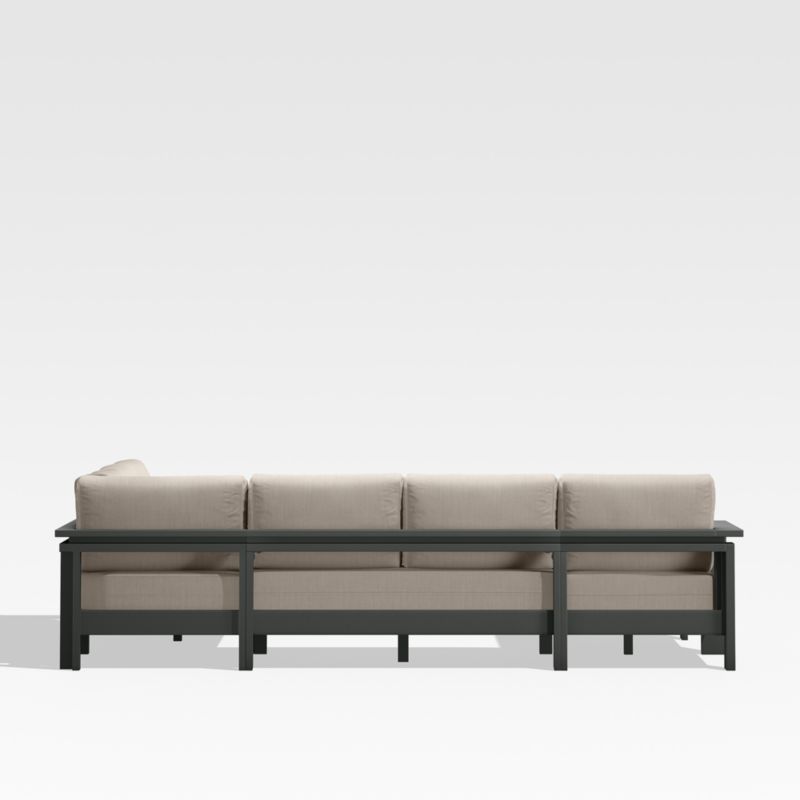 Walker Black Metal 4-Piece Left-Arm Chaise Outdoor Sectional Sofa with Flax Beige Sunbrella ® Cushions - image 6 of 7