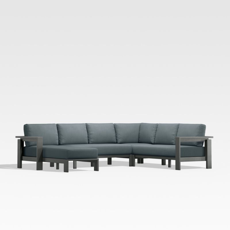 Walker Black Metal 4-Piece Left-Arm Chaise Outdoor Sectional Sofa with Haze Grey Sunbrella ® Cushions - image 0 of 7