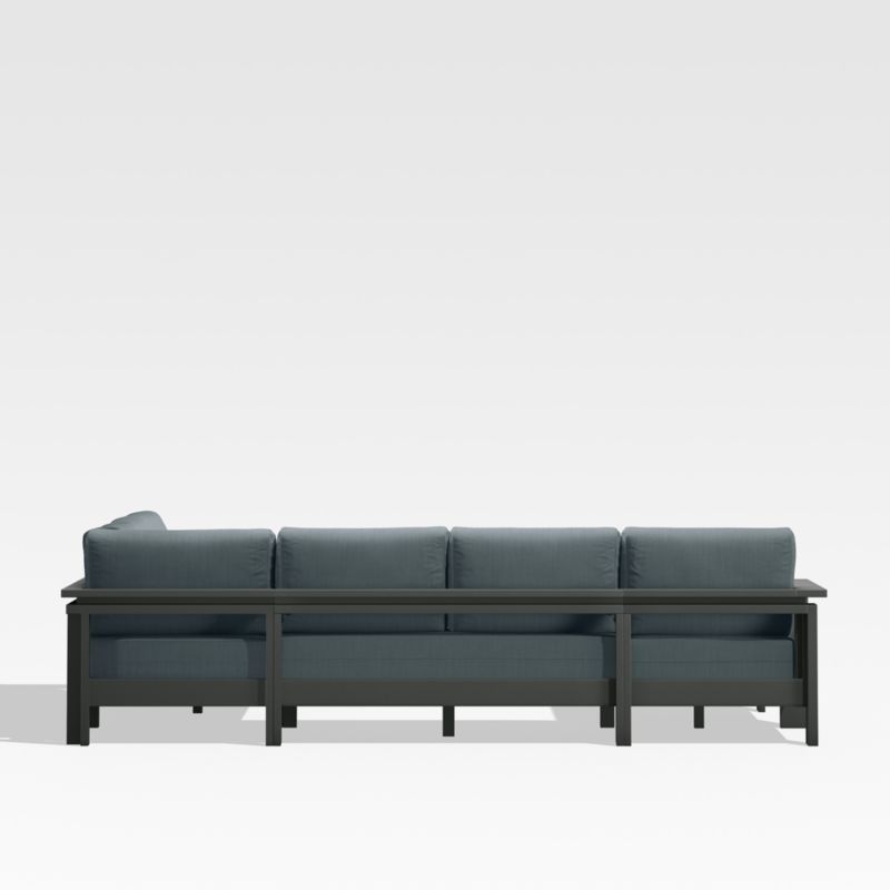 Walker Black Metal 4-Piece Left-Arm Chaise Outdoor Sectional Sofa with Haze Grey Sunbrella ® Cushions - image 6 of 7