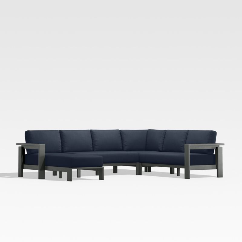 Walker Metal 4-Piece Left Arm Chaise Outdoor Sectional Sofa with Canvas Navy Blue Sunbrella ® Cushions - image 0 of 10