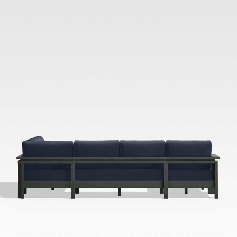 Walker Metal 4-Piece Left Arm Chaise Outdoor Sectional Sofa with Canvas Navy Blue Sunbrella ® Cushions - image 9 of 10