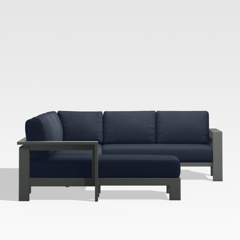 Walker Metal 4-Piece Left Arm Chaise Outdoor Sectional Sofa with Canvas Navy Blue Sunbrella ® Cushions - image 8 of 10