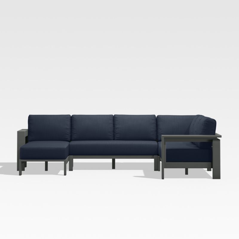 Walker Metal 4-Piece Left Arm Chaise Outdoor Sectional Sofa with Canvas Navy Blue Sunbrella ® Cushions - image 7 of 10