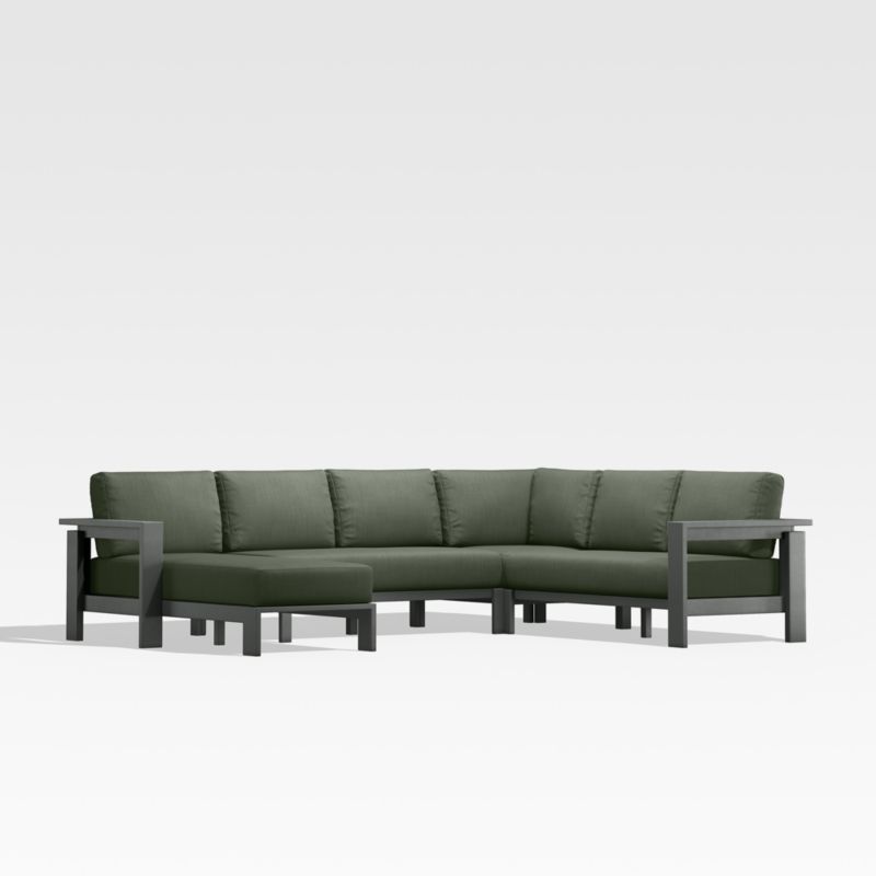 Viewing product image Walker Metal 4-Piece Left Arm Chaise Outdoor Sectional Sofa with Cast Sage Green Sunbrella ® Cushions - image 1 of 9