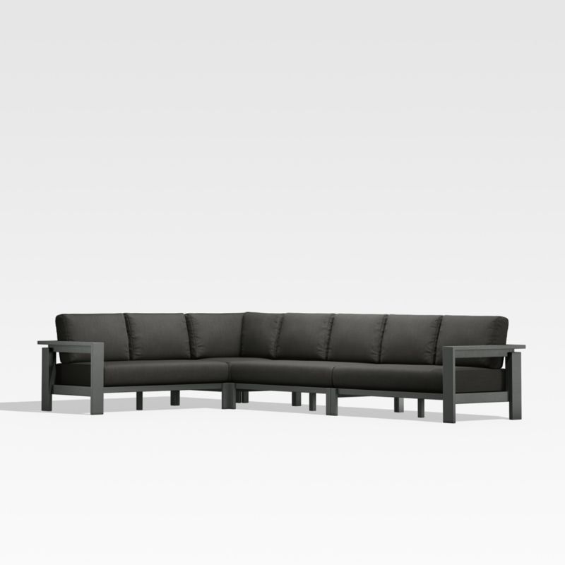 Walker Black Metal 4-Piece L-Shaped Outdoor Sectional Sofa with Charcoal Grey Sunbrella ® Cushions - image 0 of 7