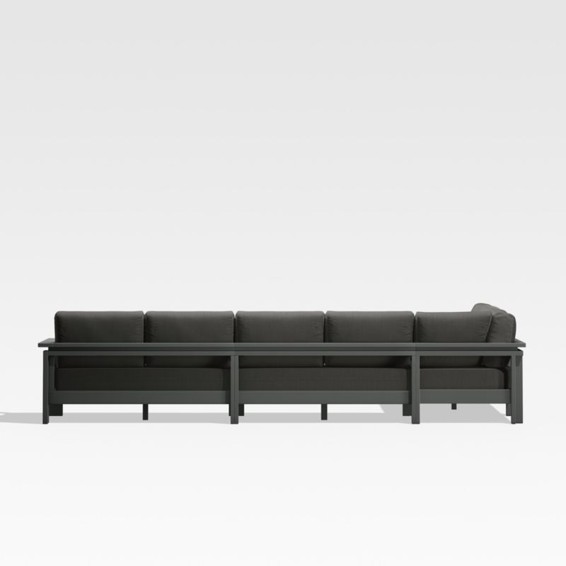 Walker Black Metal 4-Piece L-Shaped Outdoor Sectional Sofa with Charcoal Grey Sunbrella ® Cushions - image 6 of 7