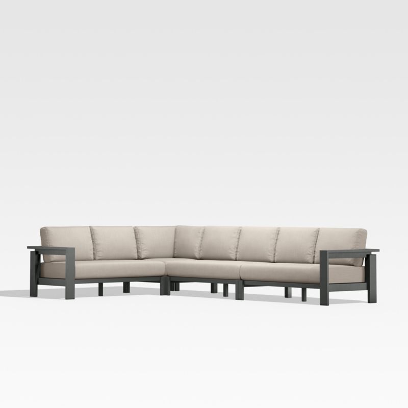 Walker Black Metal 4-Piece L-Shaped Outdoor Sectional Sofa with Flax Beige Sunbrella ® Cushions - image 0 of 7