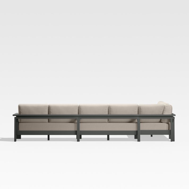 Walker Black Metal 4-Piece L-Shaped Outdoor Sectional Sofa with Flax Beige Sunbrella ® Cushions - image 6 of 7