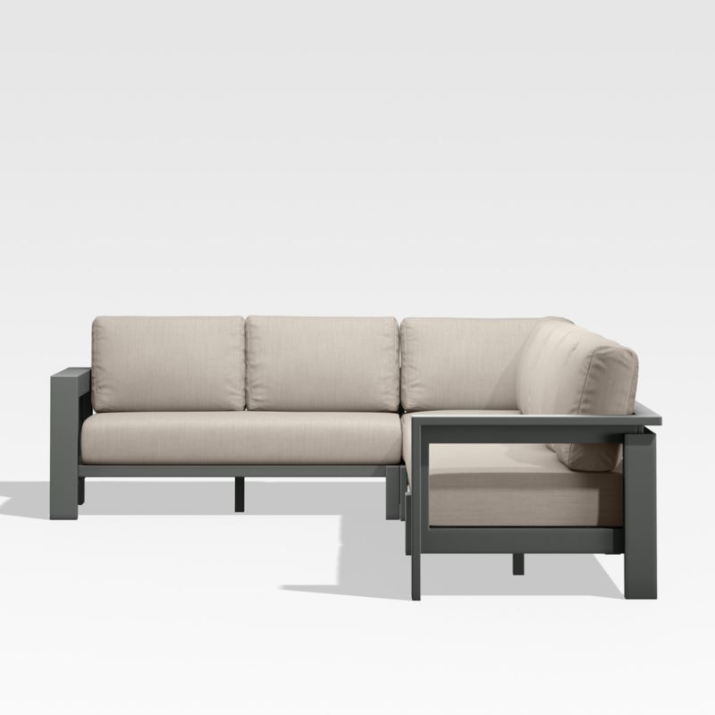 Walker Black Metal 4-Piece L-Shaped Outdoor Sectional Sofa with Flax Beige Sunbrella ® Cushions - image 5 of 7