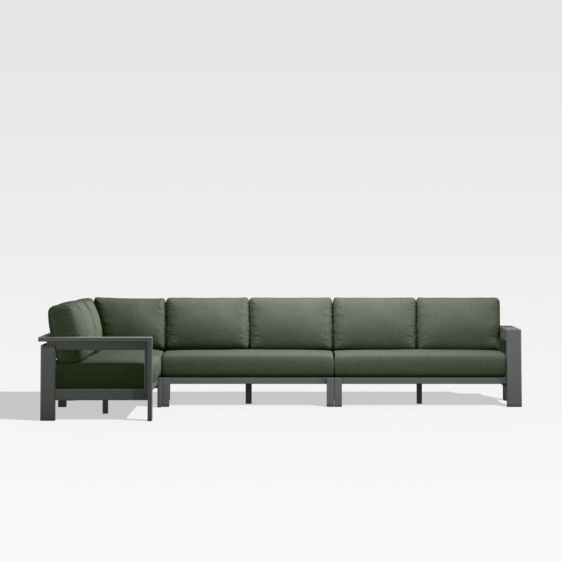 Walker Metal 4-Piece L-Shaped Outdoor Sectional Sofa with Cast Sage Green Sunbrella ® Cushions - image 6 of 10