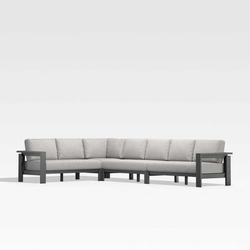 Walker Metal 4-Piece L-Shaped Outdoor Sectional Sofa with Cast Silver Sunbrella ® Cushions - image 0 of 10