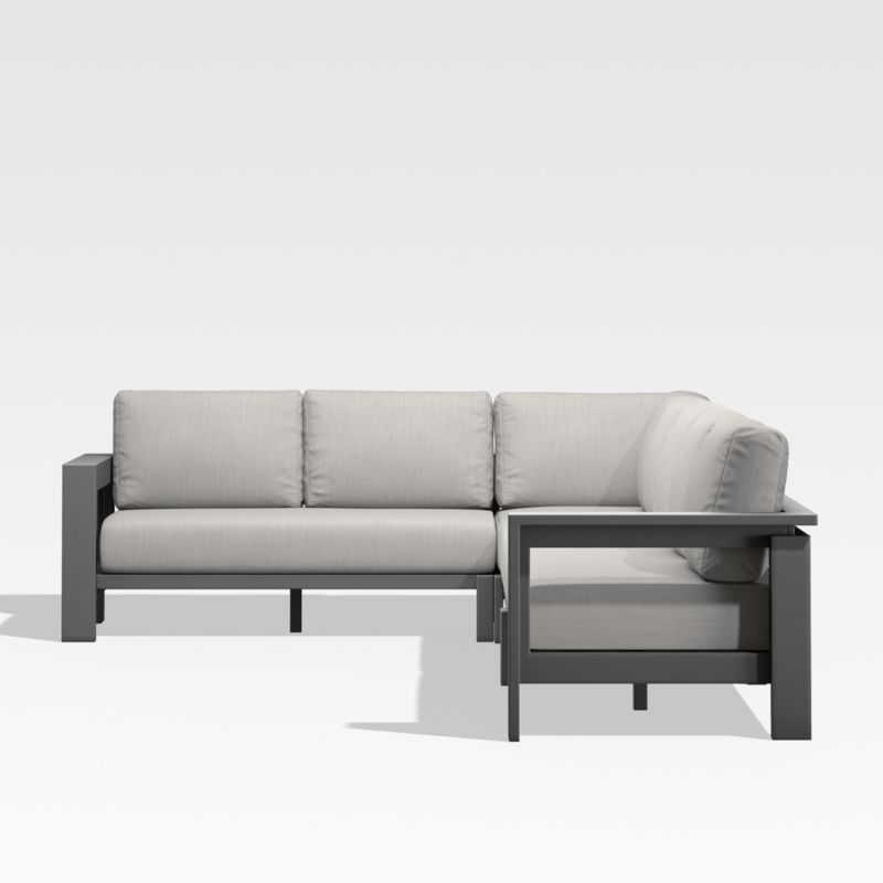 Walker Metal 4-Piece L-Shaped Outdoor Sectional Sofa with Cast Silver Sunbrella ® Cushions - image 7 of 10