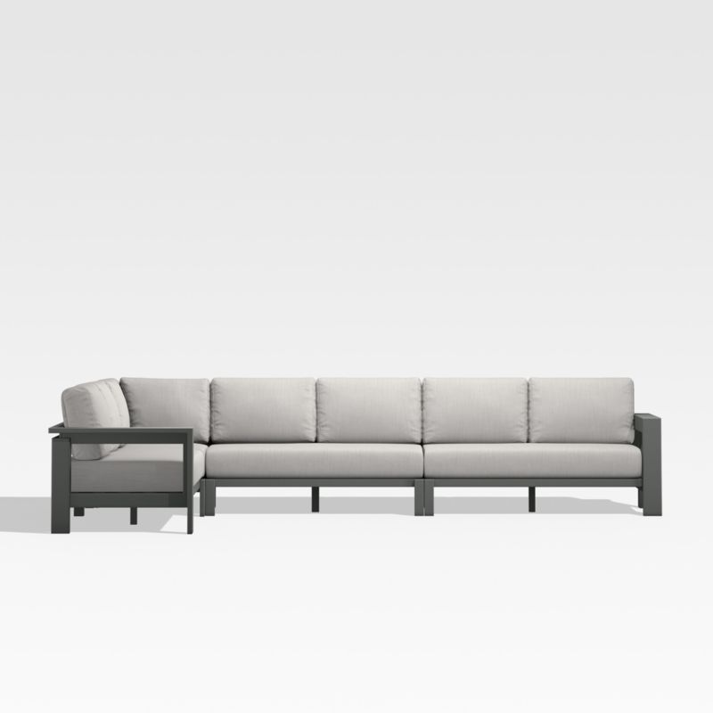 Walker Metal 4-Piece L-Shaped Outdoor Sectional Sofa with Cast Silver Sunbrella ® Cushions - image 6 of 10