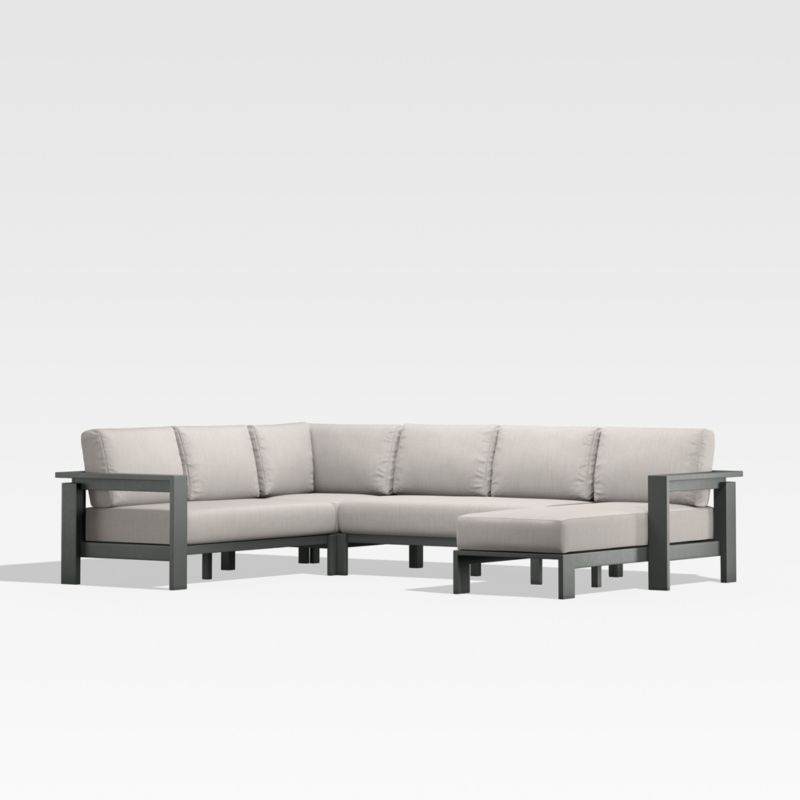 Walker Black Metal 4-Piece Right-Arm Chaise Outdoor Sectional Sofa with Ash Brown Sunbrella ® Cushions - image 0 of 7