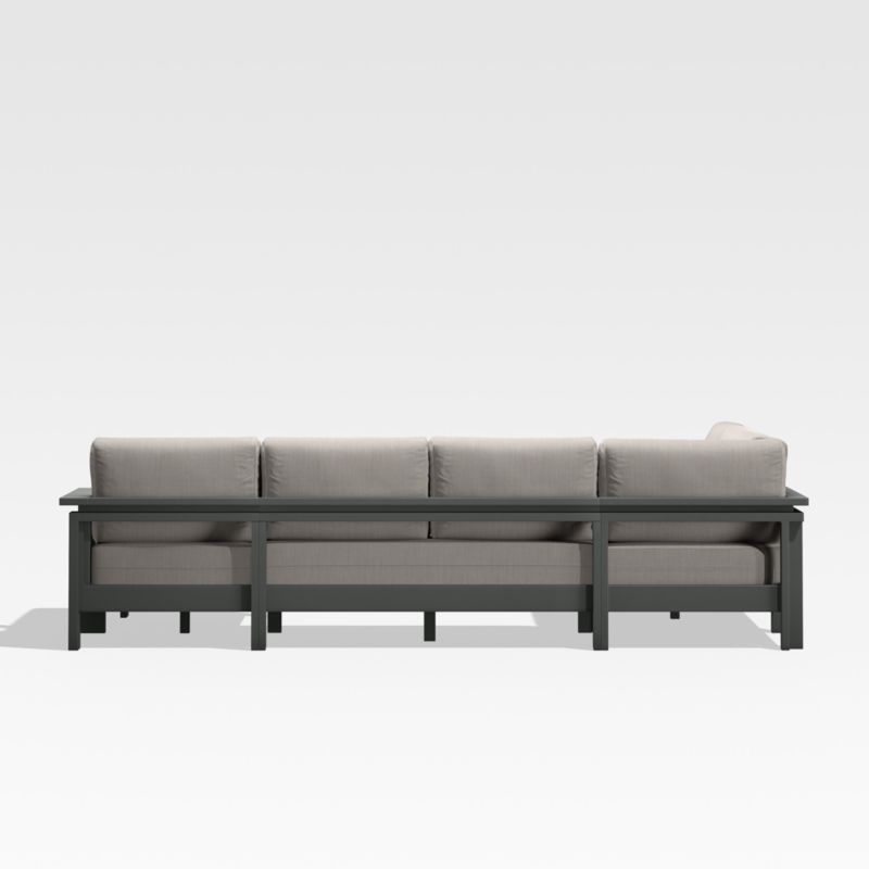 Walker Black Metal 4-Piece Right-Arm Chaise Outdoor Sectional Sofa with Ash Brown Sunbrella ® Cushions - image 6 of 7