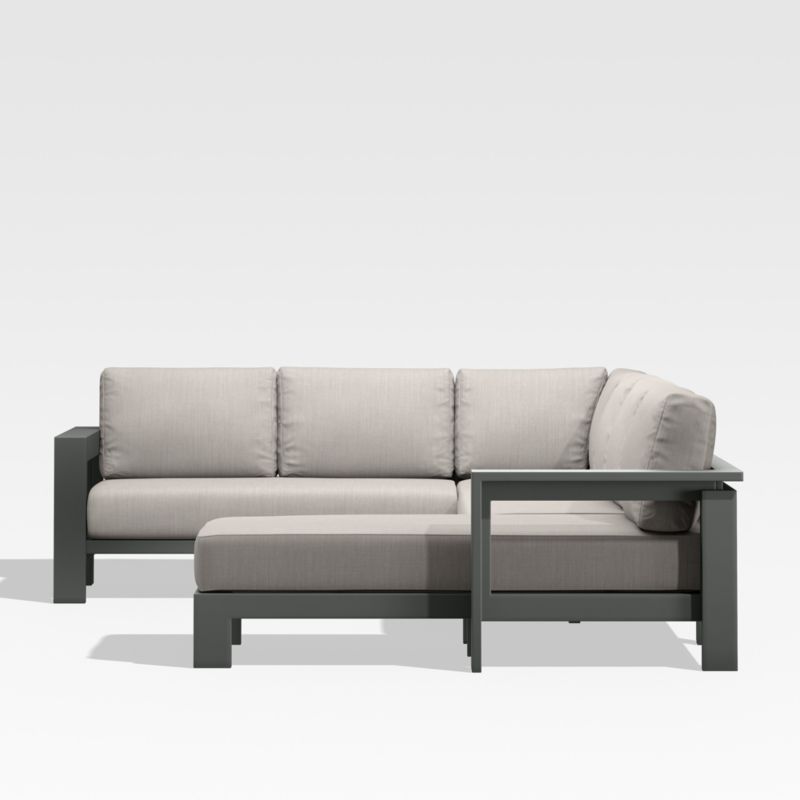 Walker Black Metal 4-Piece Right-Arm Chaise Outdoor Sectional Sofa with Ash Brown Sunbrella ® Cushions - image 5 of 7