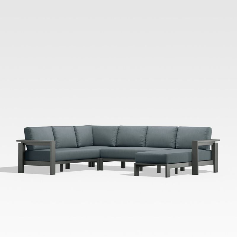 Walker Black Metal 4-Piece Right-Arm Chaise Outdoor Sectional Sofa with Haze Grey Sunbrella ® Cushions - image 0 of 7