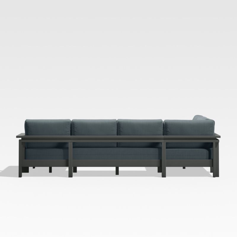 Walker Black Metal 4-Piece Right-Arm Chaise Outdoor Sectional Sofa with Haze Grey Sunbrella ® Cushions - image 6 of 7