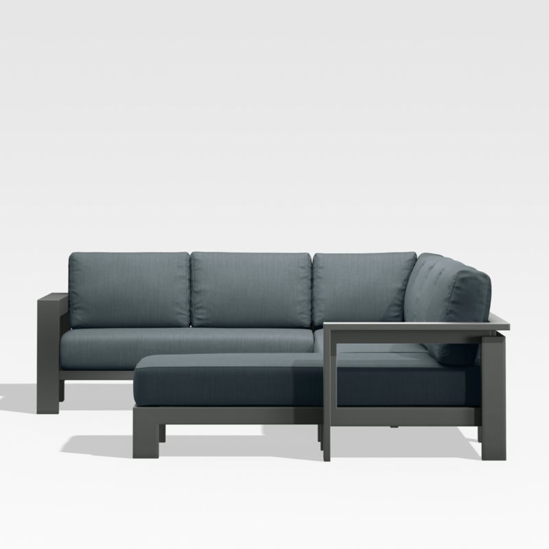 Walker Black Metal 4-Piece Right-Arm Chaise Outdoor Sectional Sofa with Haze Grey Sunbrella ® Cushions - image 5 of 7