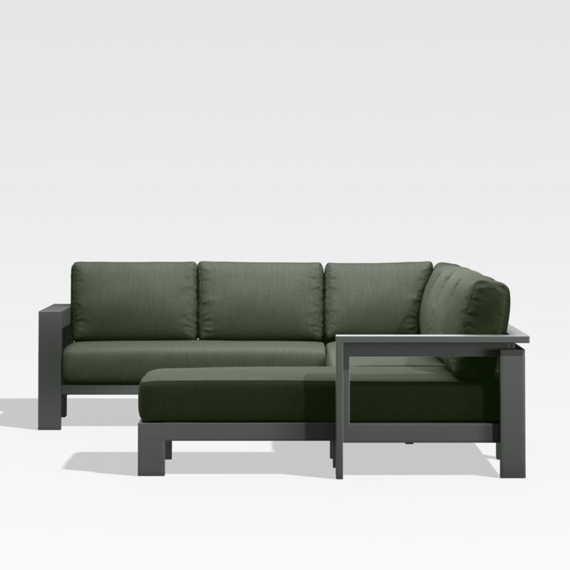 Walker Black Metal 4-Piece Right-Arm Chaise Outdoor Sectional Sofa with Sage Green Sunbrella ® Cushions - image 5 of 7