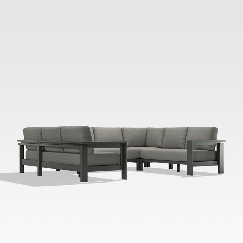 Walker -Piece Metal Outdoor Sectional with Graphite Sunbrella ® Cushions