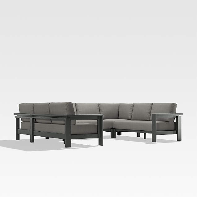 Walker 3Piece Metal LShaped Outdoor Patio Sectional Sofa with Graphite Sunbrella Cushions