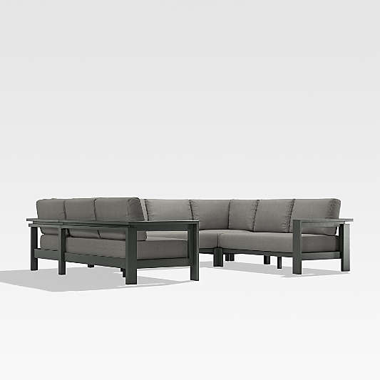 Walker 5-Piece Metal Outdoor Sectional with Graphite Sunbrella ® Cushions.