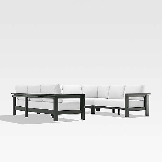 Walker 5-Piece Metal U-Shaped Outdoor Sectional Sofa with White Sunbrella ® Cushions