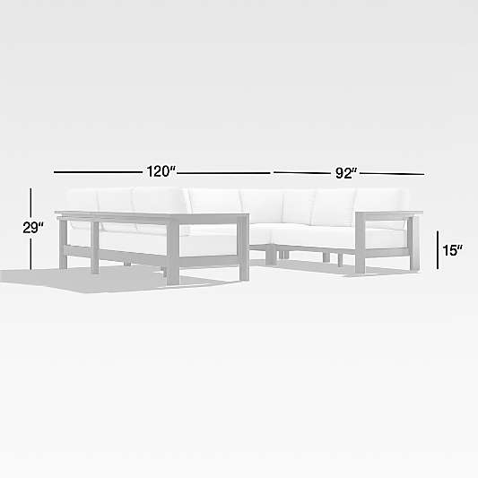 Walker 5-Piece Metal Outdoor Sectional with Graphite Sunbrella ® Cushions.