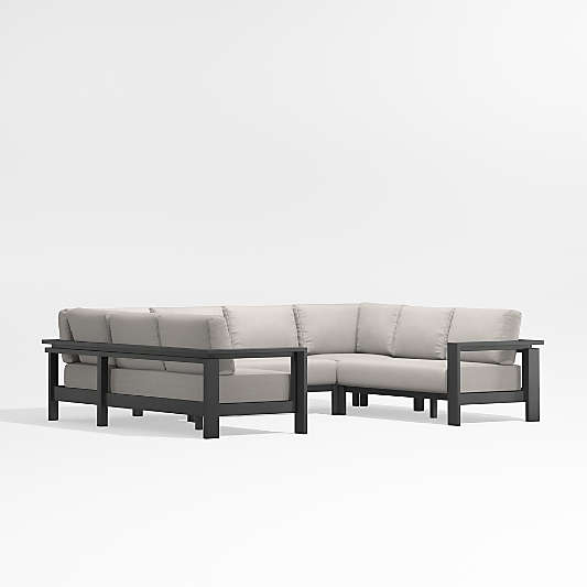 Walker 5-Piece U-Shaped Metal Outdoor Sectional Sofa with Cast Ash Brown Sunbrella ® Cushions
