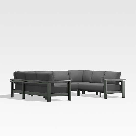 Walker 5-Piece U-Shaped Metal Outdoor Sectional Sofa with Cast Charcoal Grey Sunbrella ® Cushions