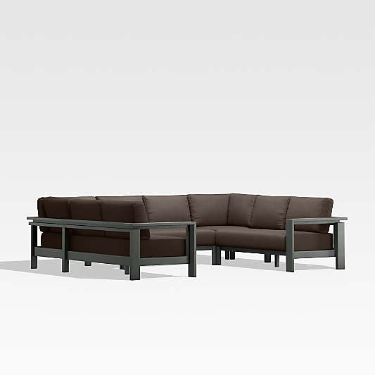 Walker 5-Piece U-Shaped Metal Outdoor Sectional Sofa with Canvas Java Brown Sunbrella ® Cushions