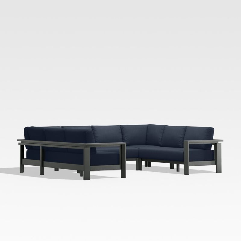 Walker Navy Blue Sunbrella 5-Piece Outdoor Sectional Sofa Cushions ...