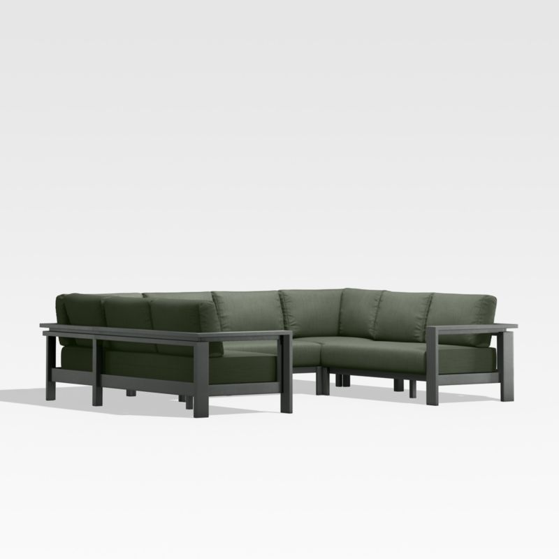 Viewing product image Walker Metal 5-Piece Outdoor Sectional Sofa with Cast Sage Green Sunbrella ® Cushions - image 1 of 9