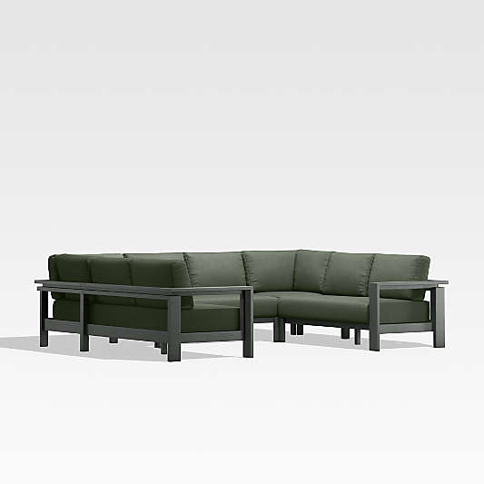 Walker 5-Piece U-Shaped Metal Outdoor Sectional Sofa with Cast Sage Green Sunbrella ® Cushions