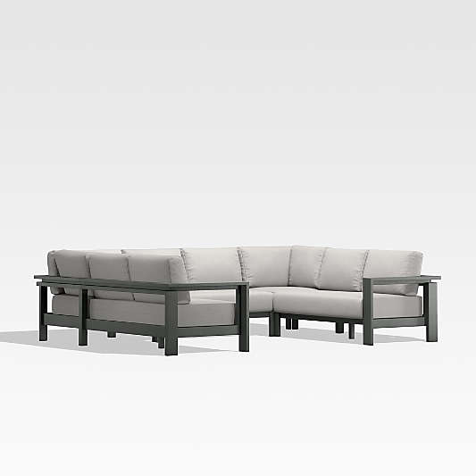Walker 5-Piece U-Shaped Metal Outdoor Sectional Sofa with Cast Silver Sunbrella ® Cushions