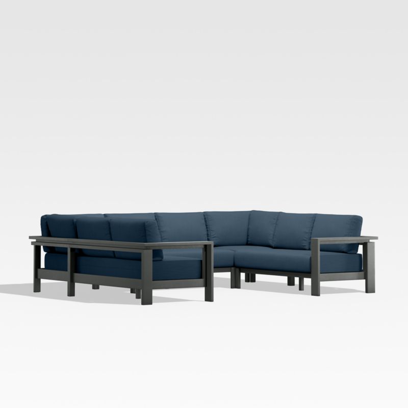 Viewing product image Walker Metal 5-Piece Outdoor Sectional Sofa with Cast Harbor Blue Sunbrella ® Cushions - image 1 of 9