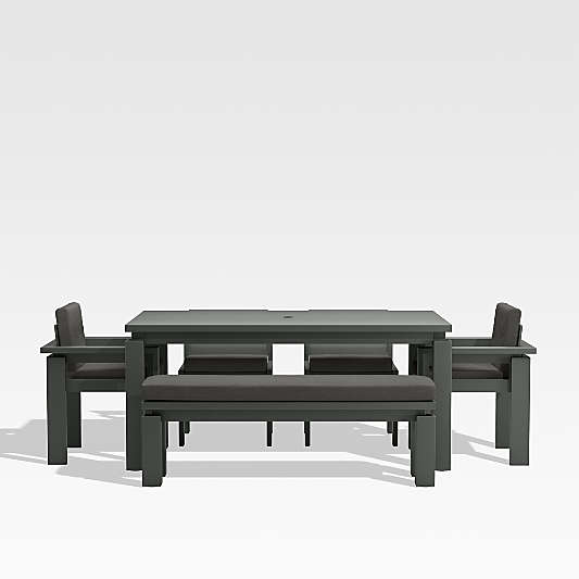 Walker 68" Metal Outdoor Dining Table Set with Cast Charcoal Grey Sunbrella ® Cushions